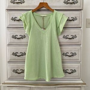 Vici Light Green Ruffle Sleeve Dress
